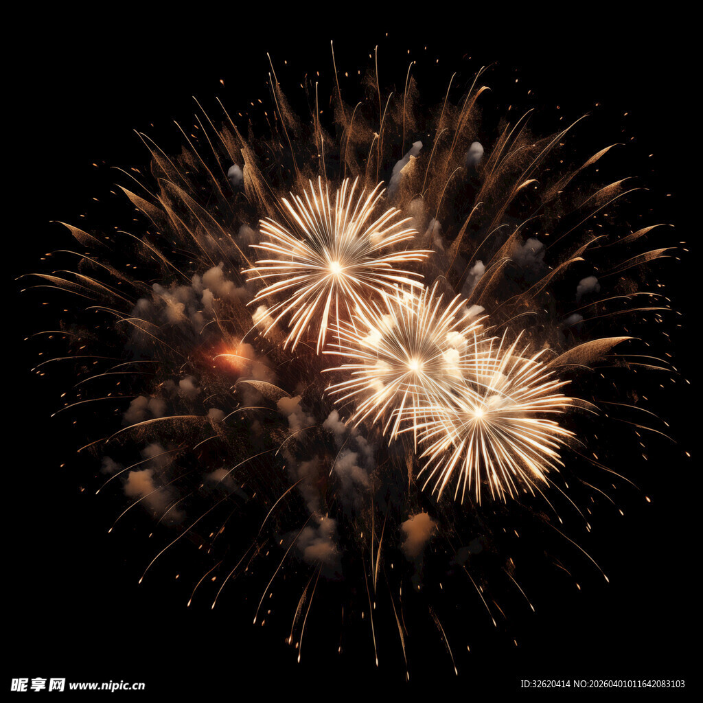 夜空中绚烂的金色烟花