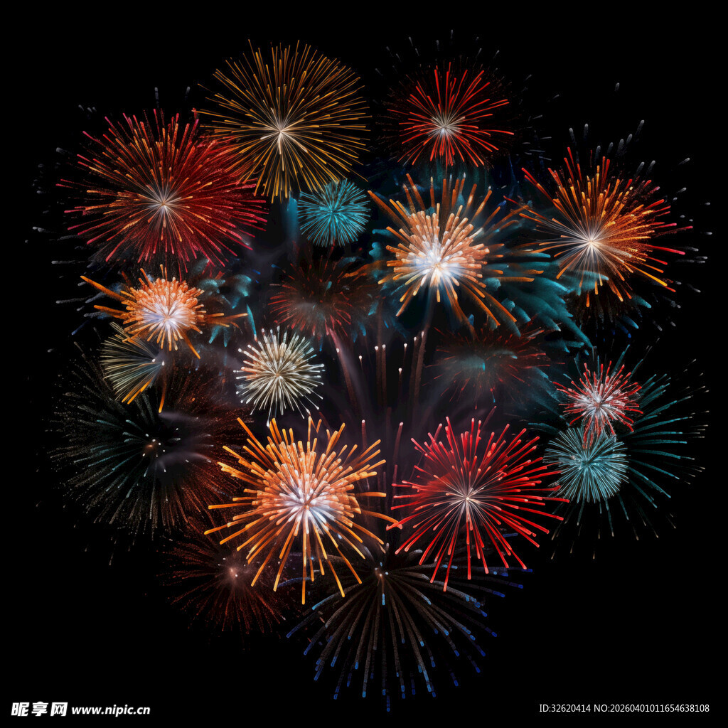 绚丽烟花绽放夜空