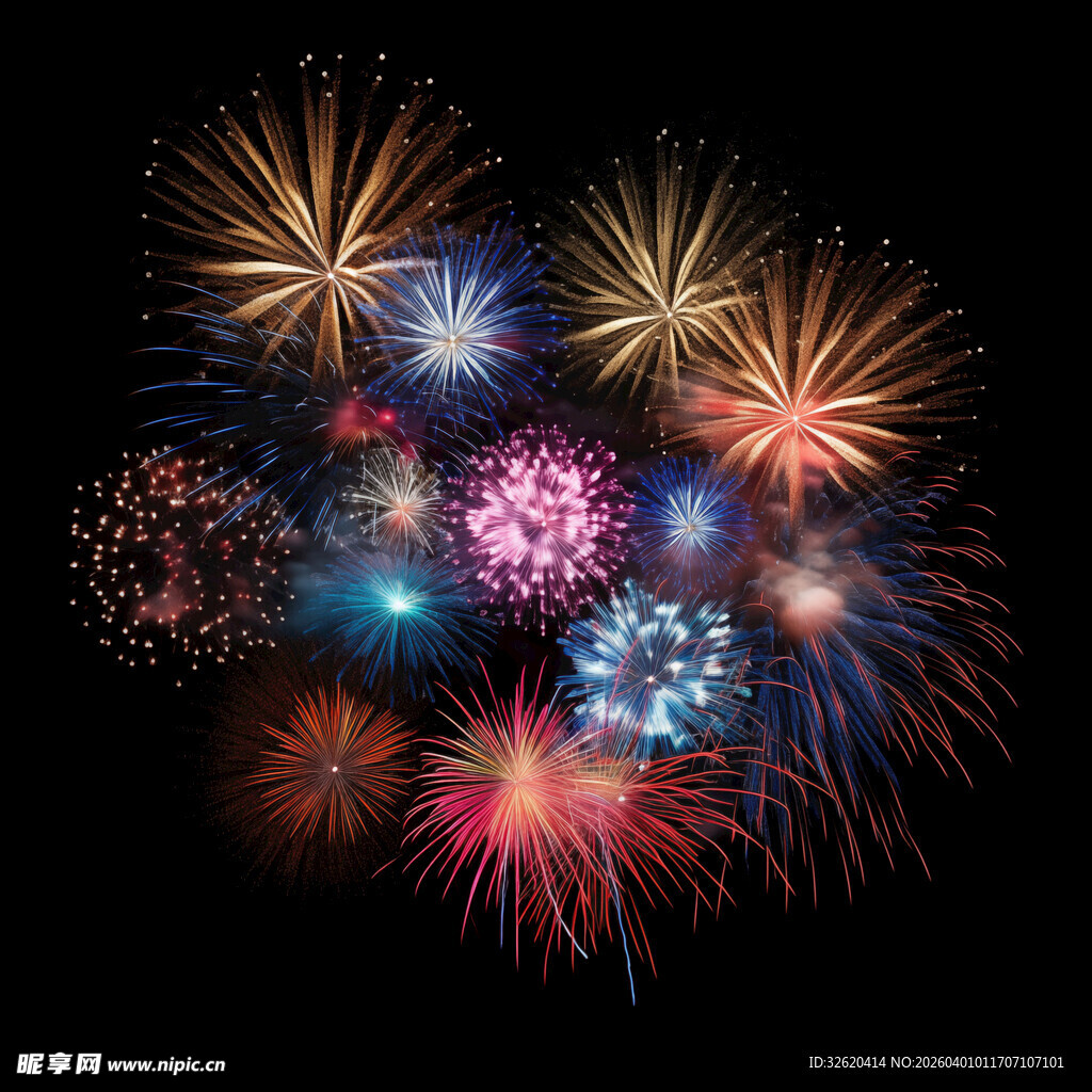 绚丽烟花绽放夜空