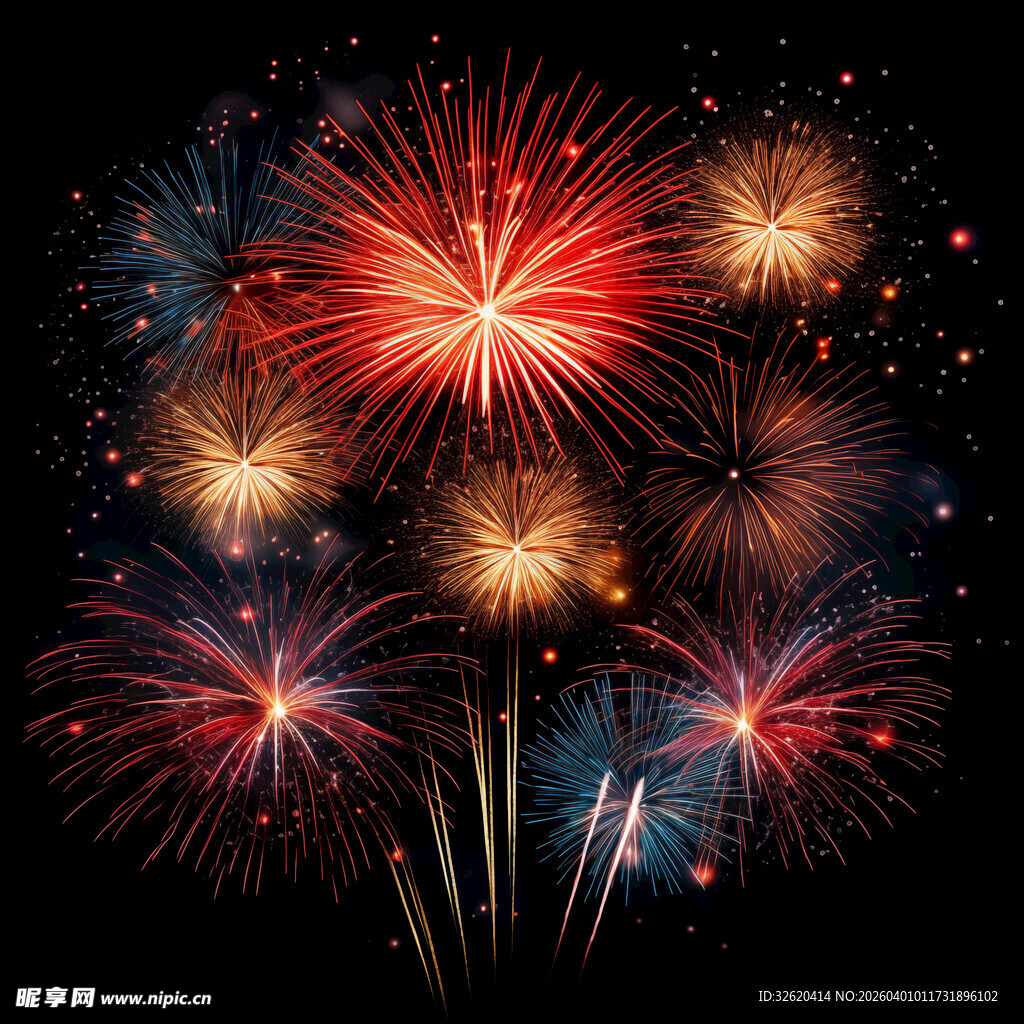 绚丽烟花绽放夜空