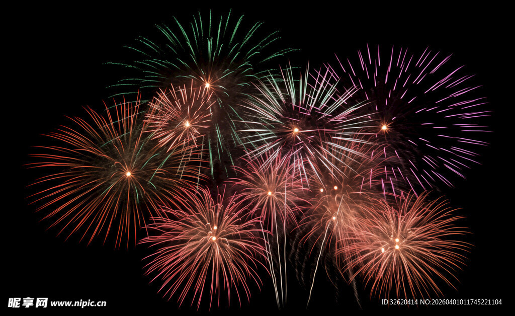 绚丽烟花绽放夜空