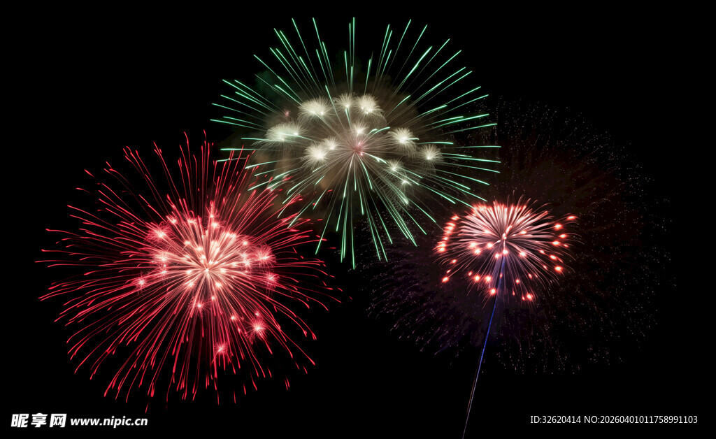 夜空中绚丽绽放的烟花