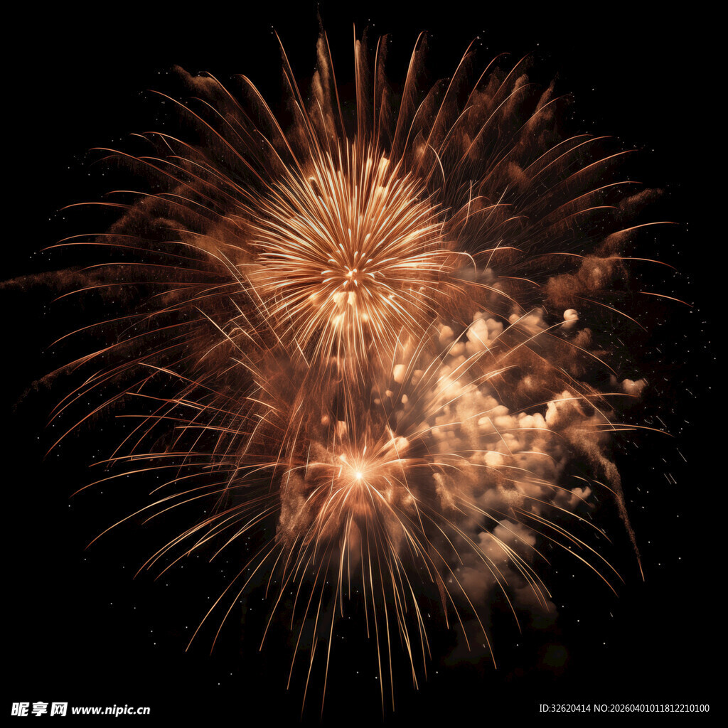 夜空中绚烂的金色烟花