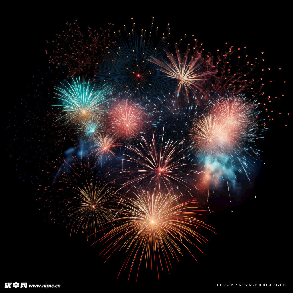 绚丽烟花绽放夜空