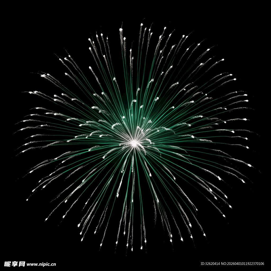 绿色烟花绽放夜空