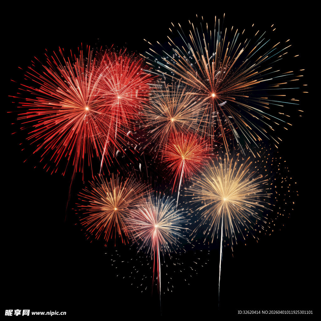 绚丽烟花绽放夜空