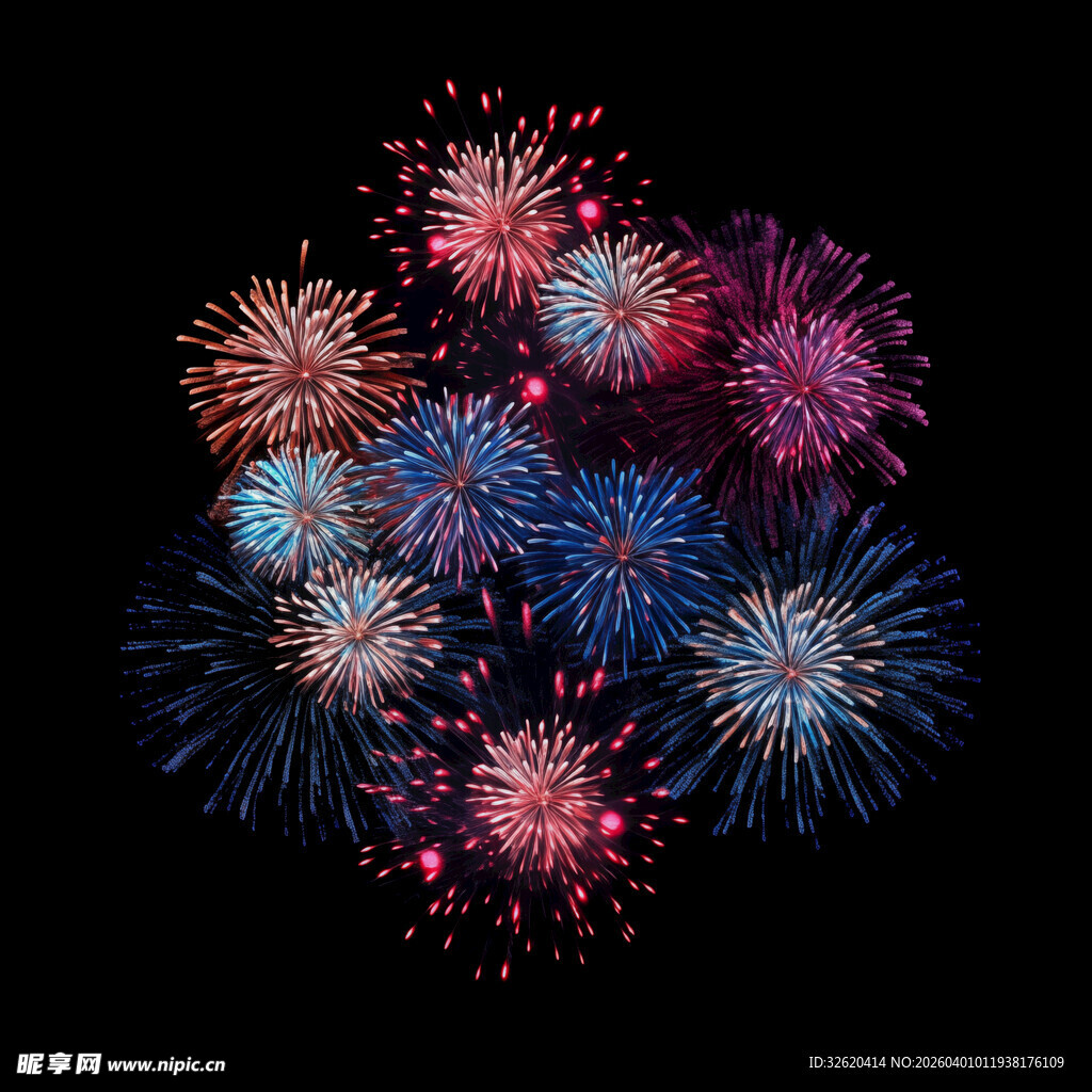 绚丽烟花绽放夜空