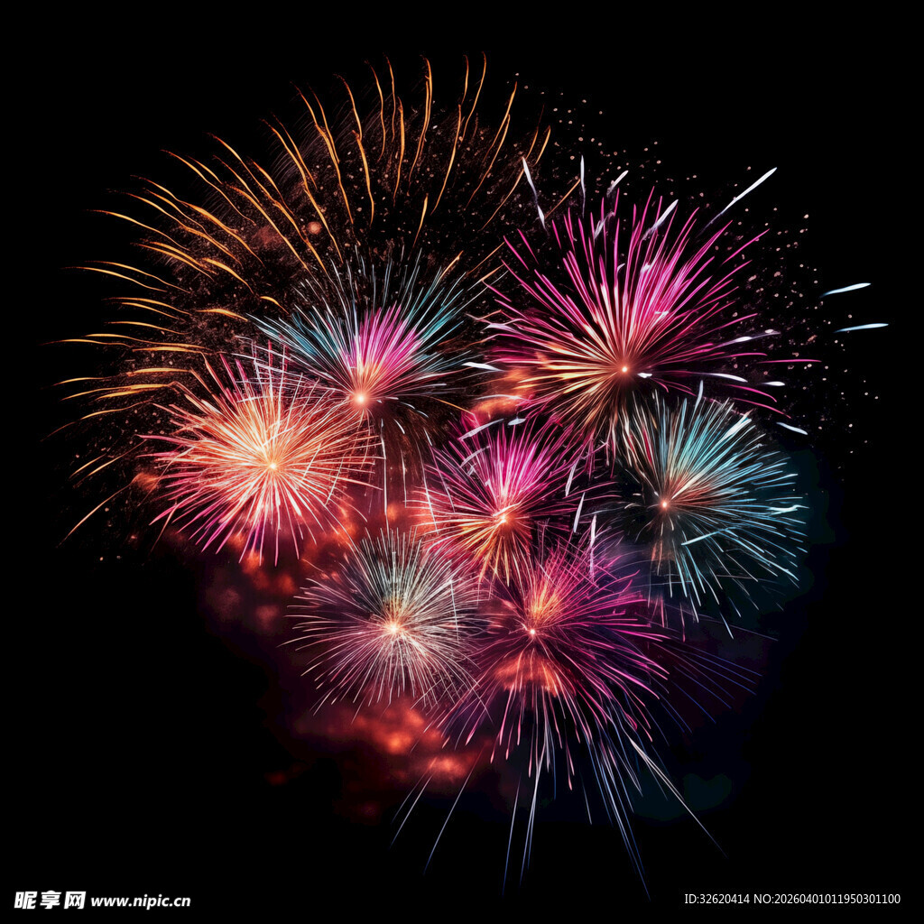 绚丽烟花绽放夜空