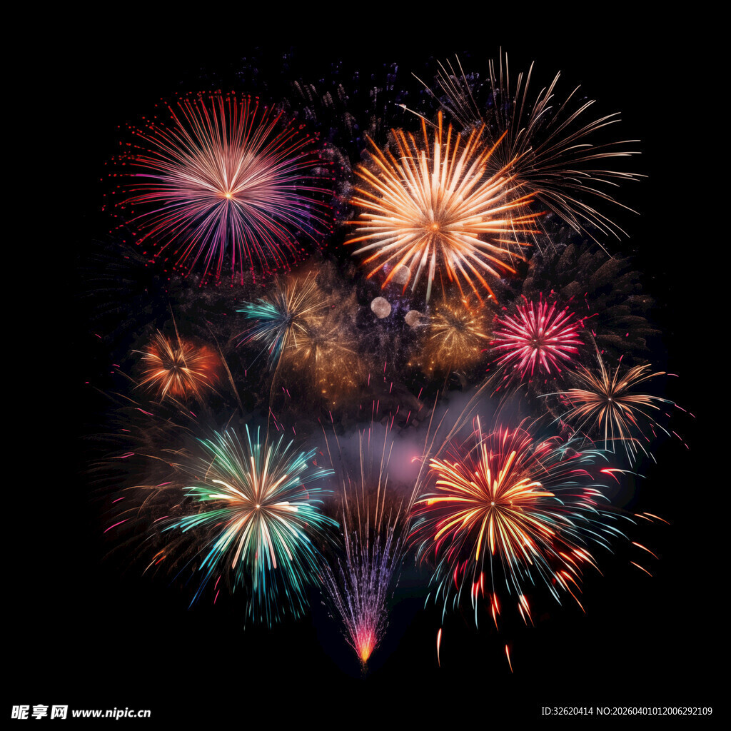 绚丽烟花绽放夜空