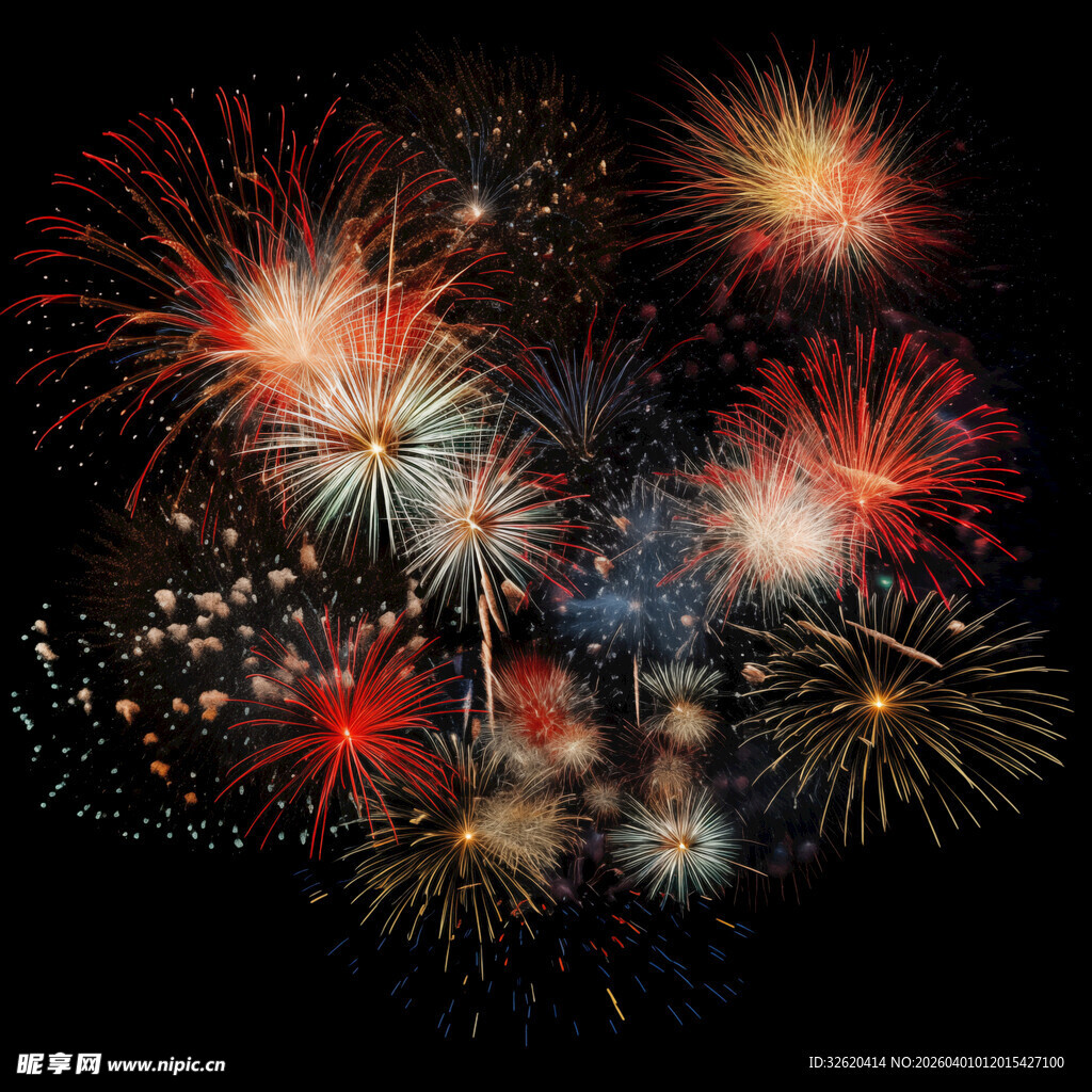 绚丽烟花绽放夜空