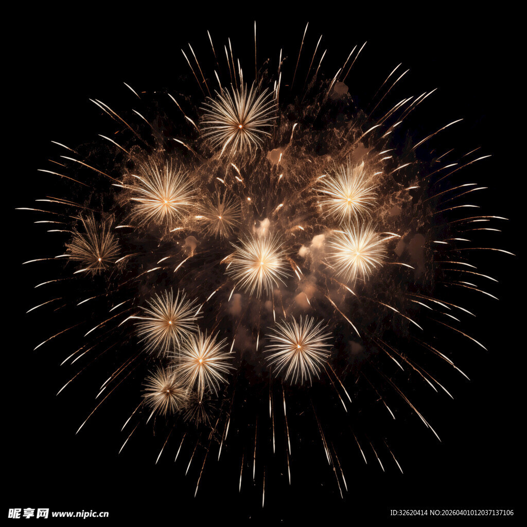 夜空中绚烂的金色烟花