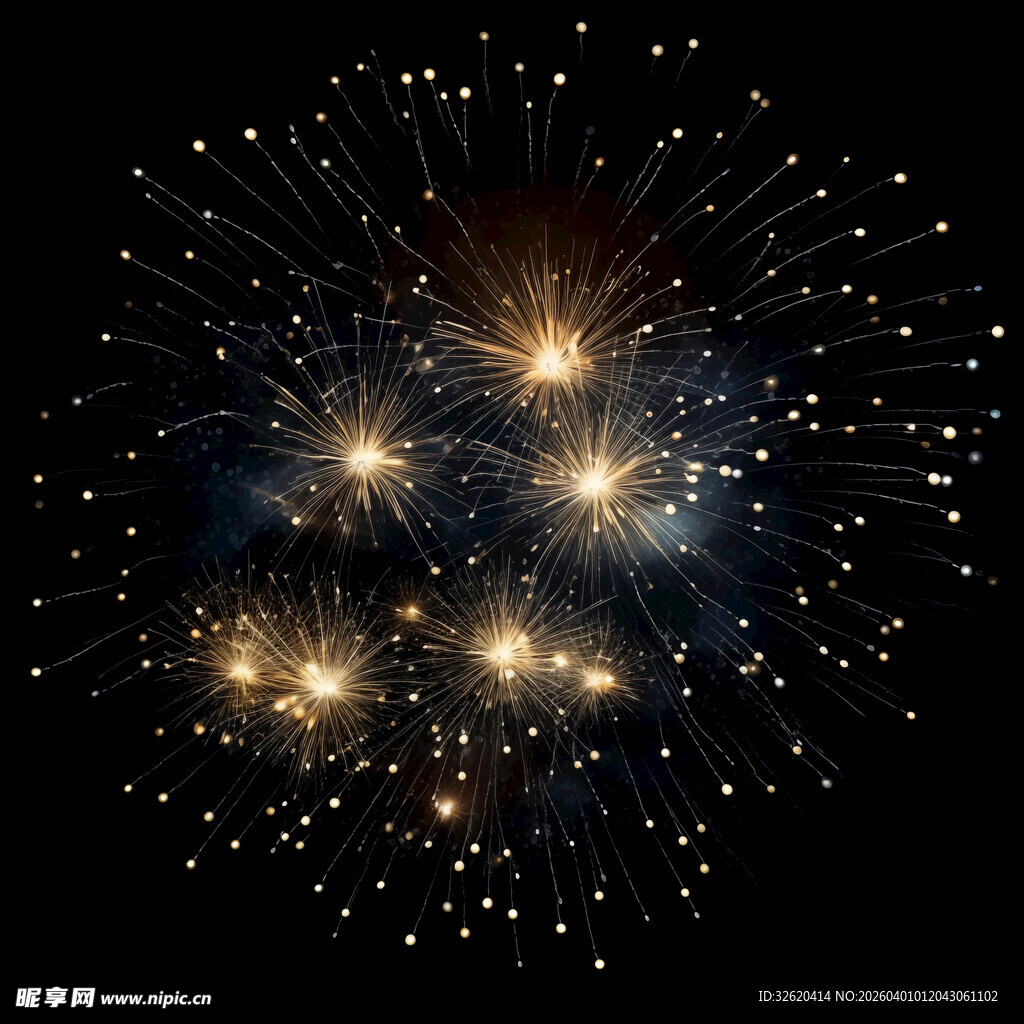 夜空中绚丽的烟花绽放