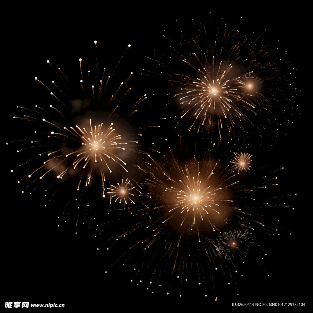 夜空中绚烂的金色烟花