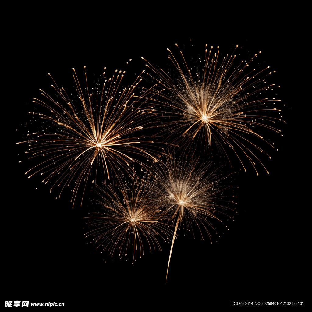 夜空中绚烂的金色烟花