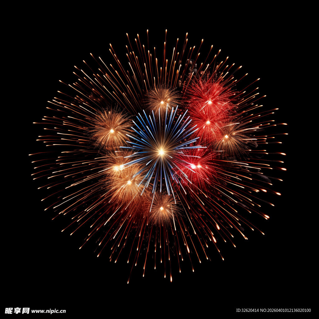 绚丽烟花绽放夜空