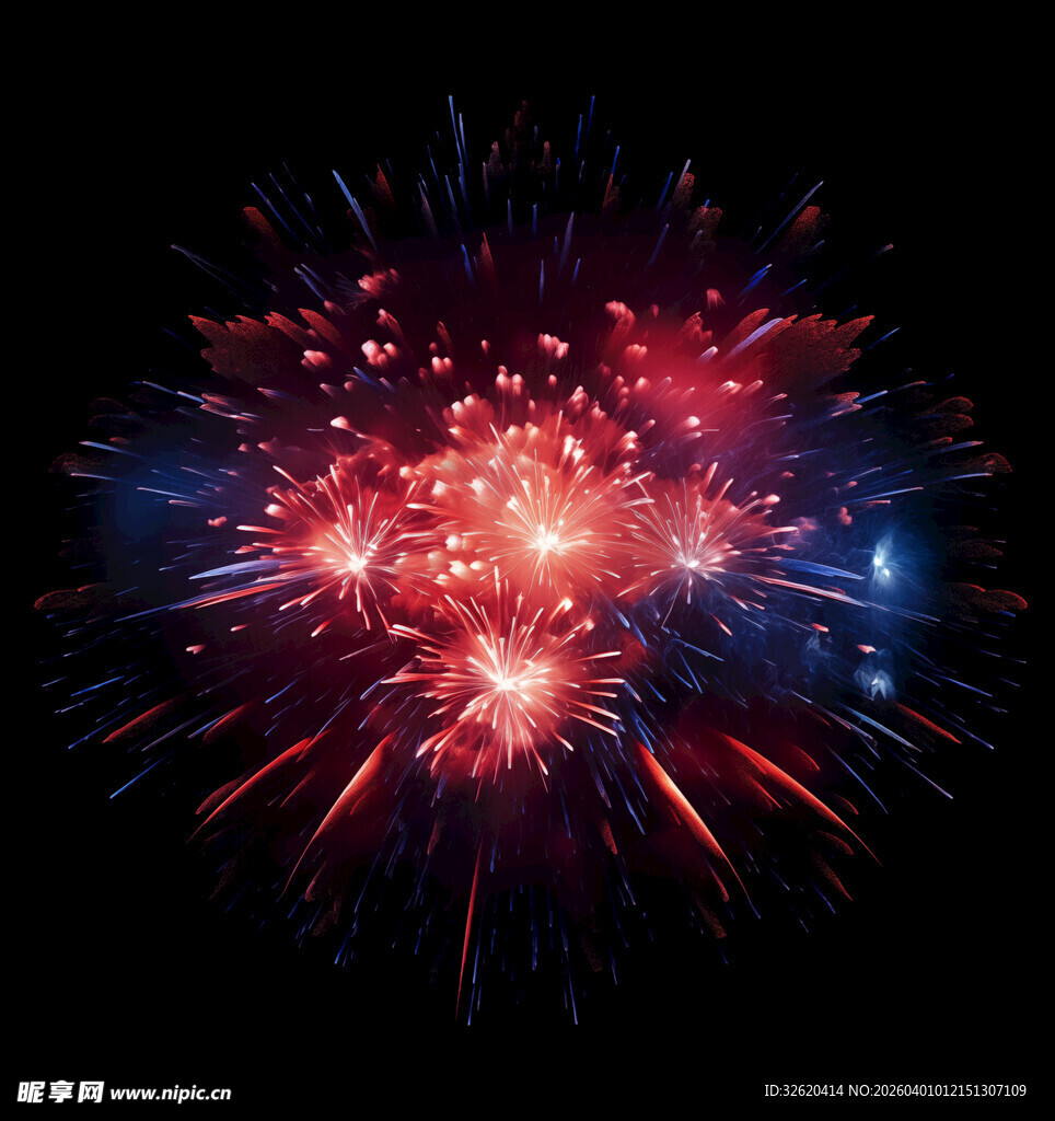 绚丽烟花绽放瞬间