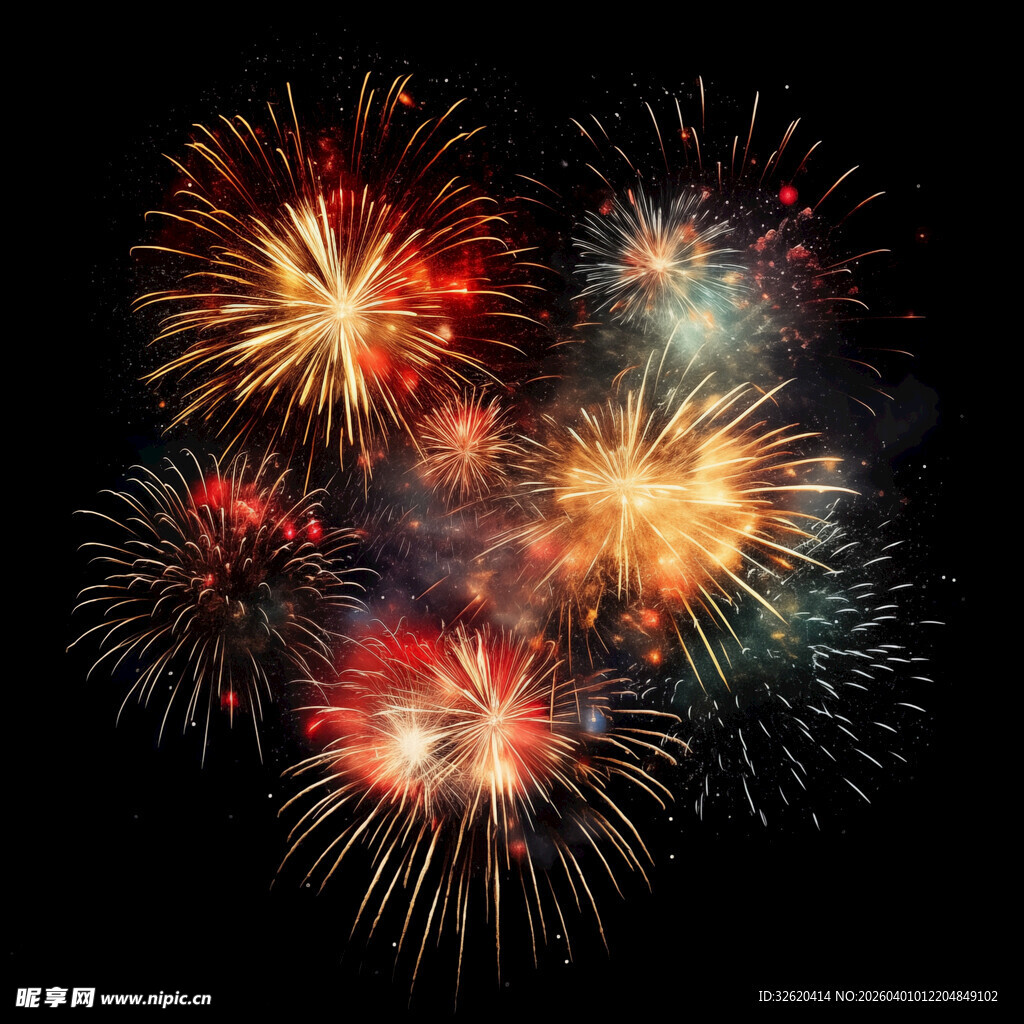 绚丽烟花绽放夜空