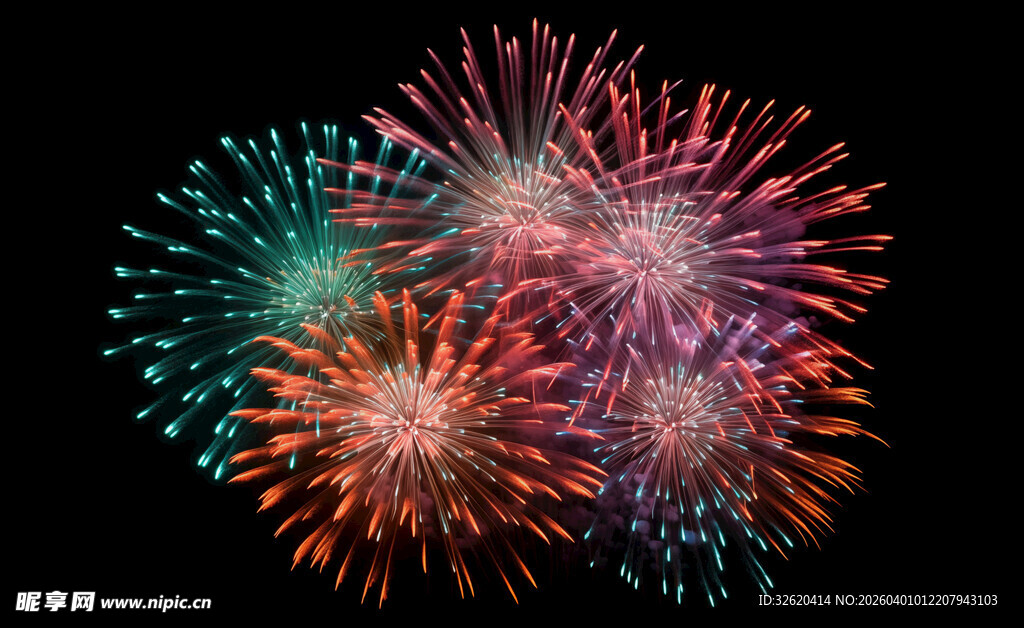 绚丽烟花绽放夜空