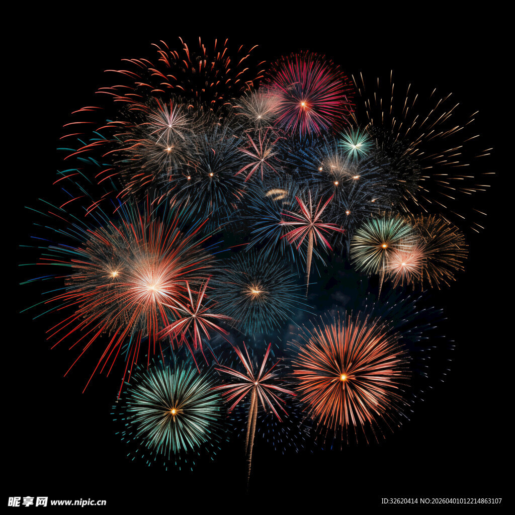 绚丽烟花夜空中绽放