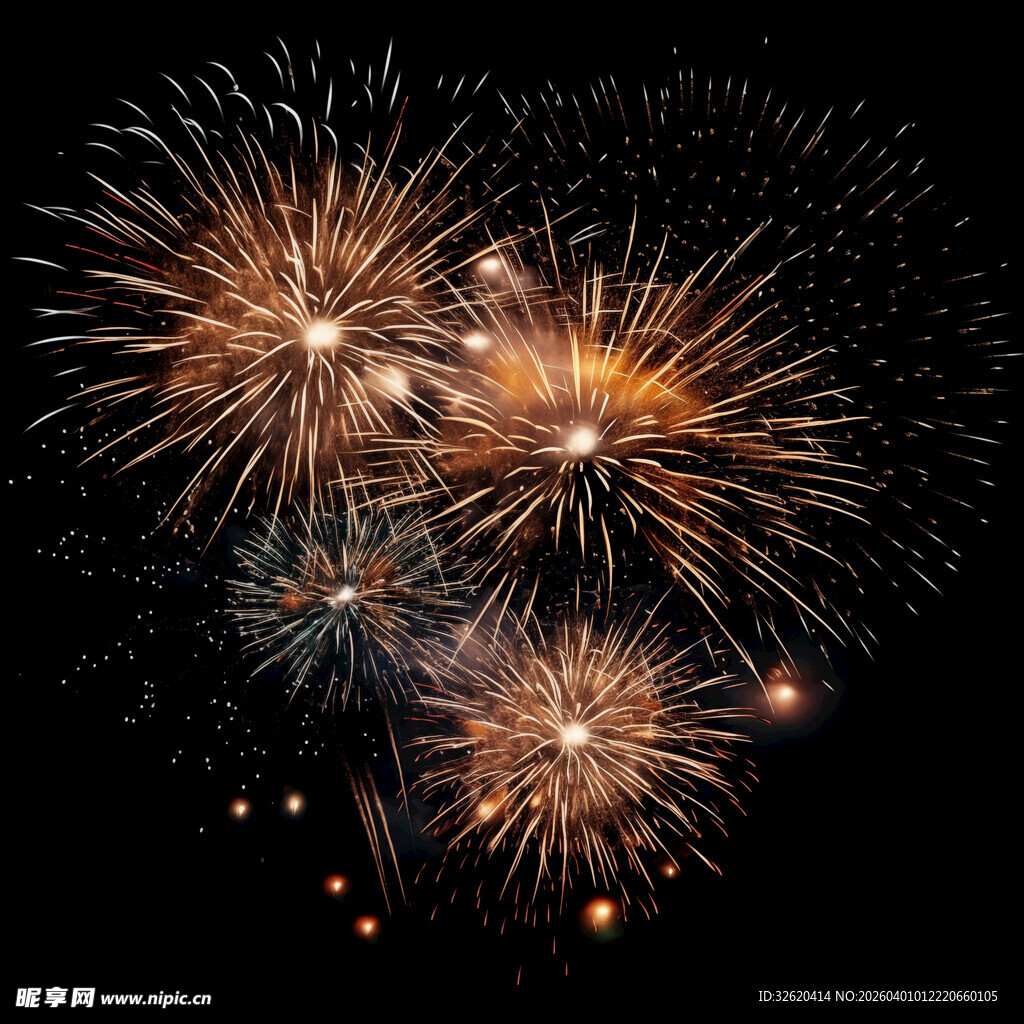 夜空中绚烂的烟花绽放