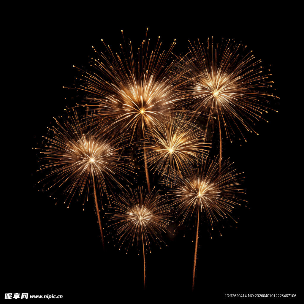 夜空中绚烂的金色烟花