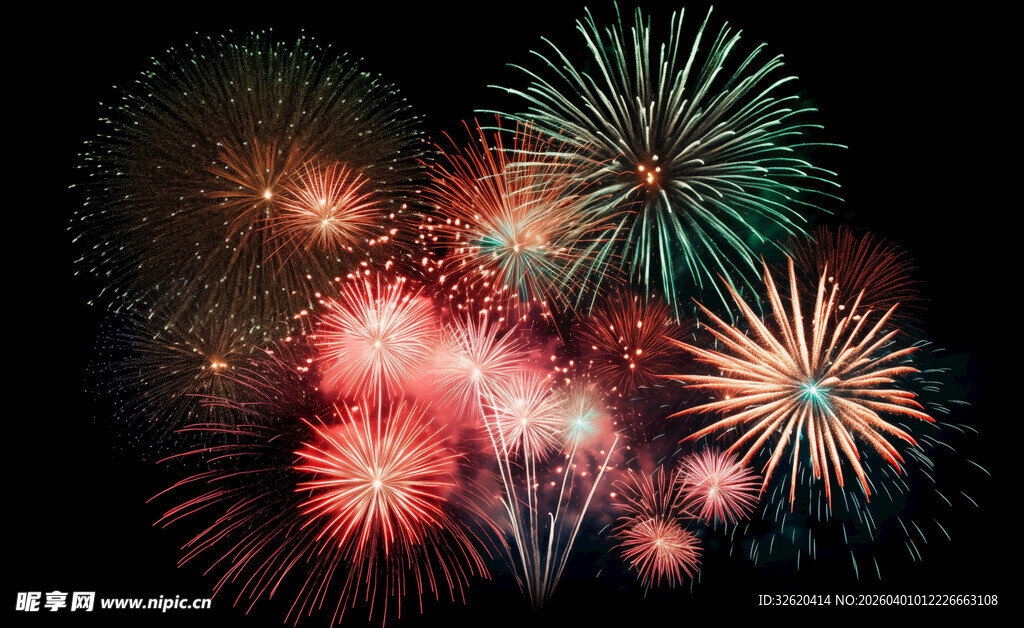 绚丽烟花绽放夜空