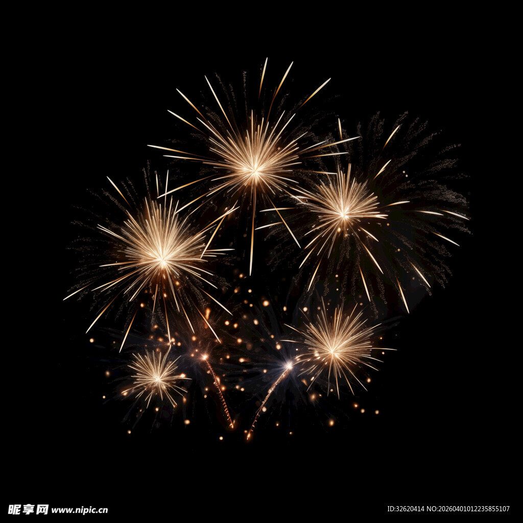 夜空中绚烂的金色烟花