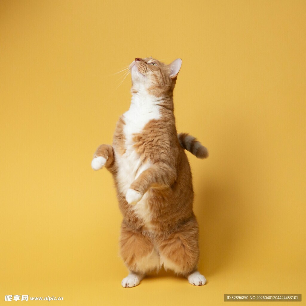 站立猫咪仰望天空