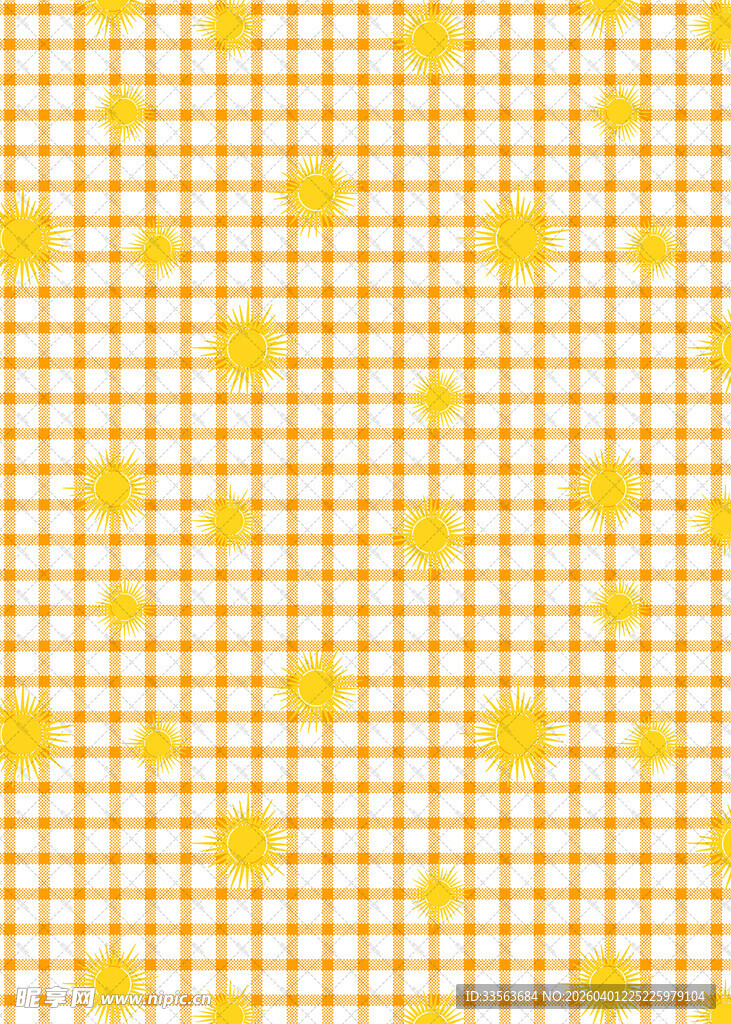 黄色方格星星图案背景