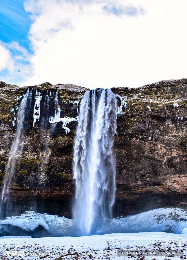 冰岛壮观双瀑布自然美景