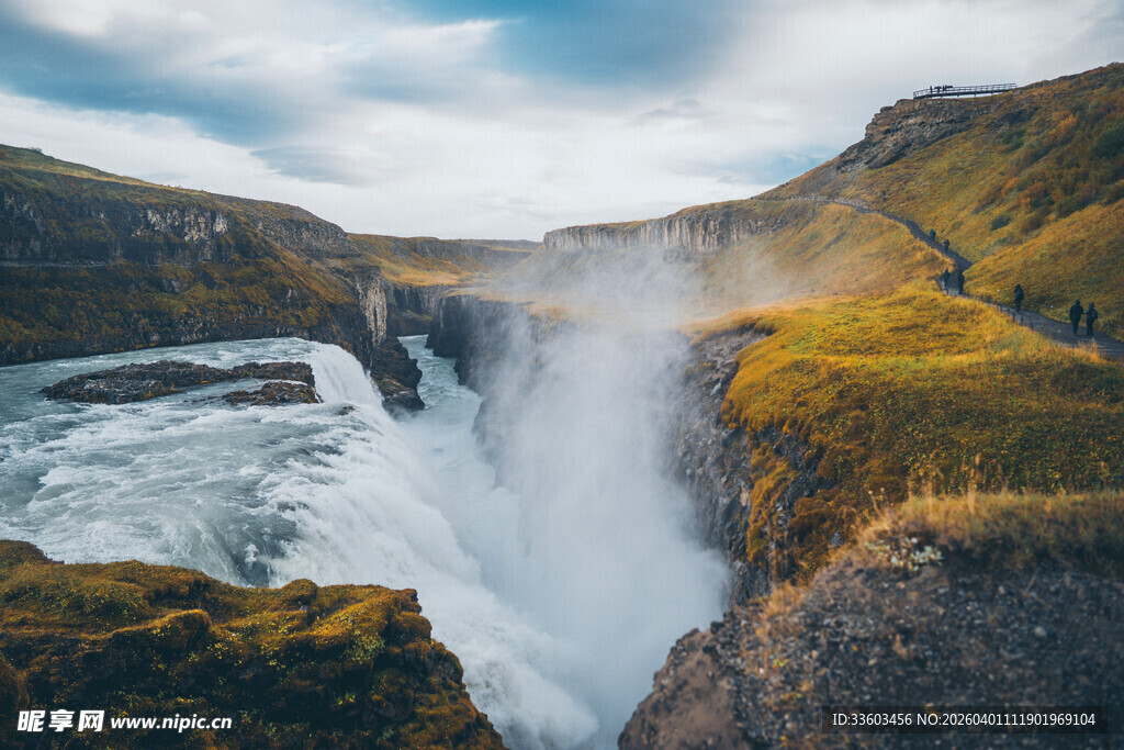 冰岛壮美瀑布景观