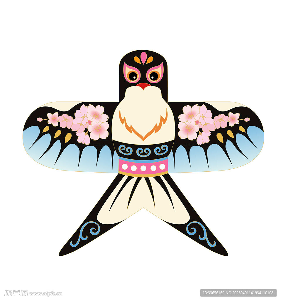 传统手工绘制燕子风筝