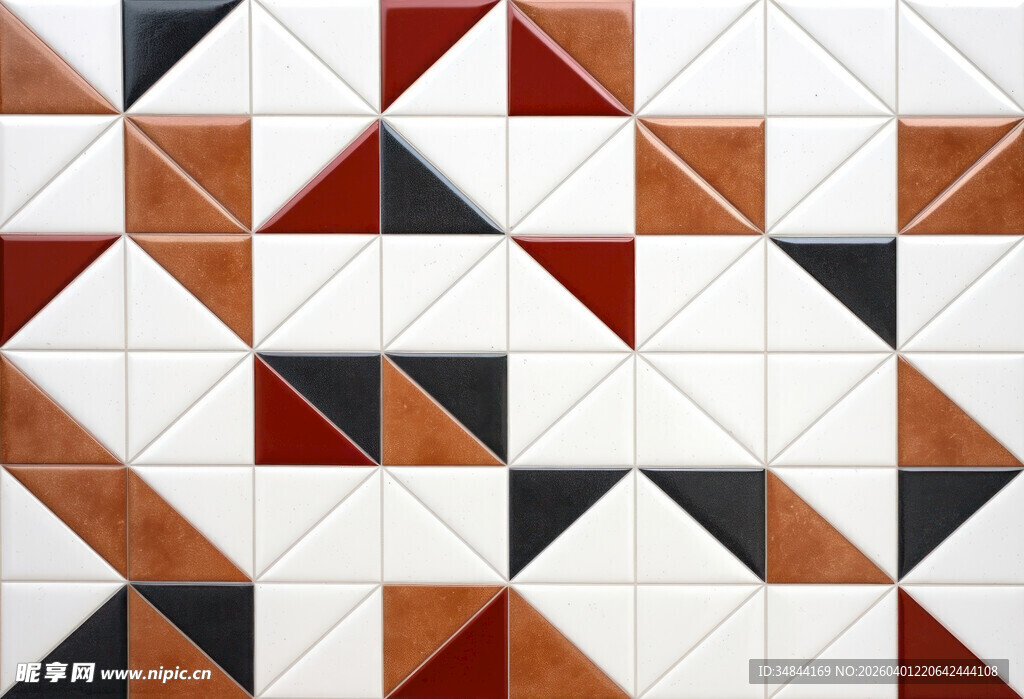 几何拼色瓷砖图案