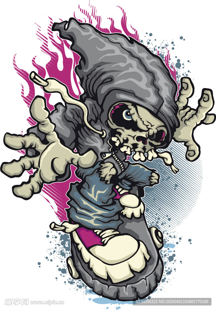 骷髅卡通魔法小怪物形象