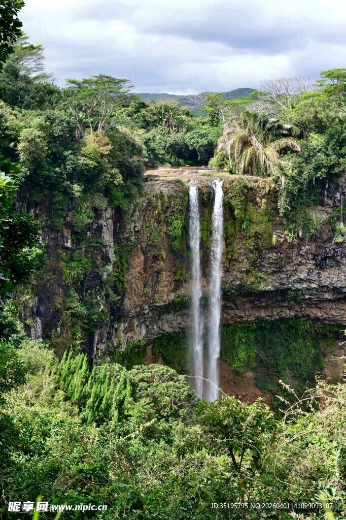 壮观瀑布隐于葱郁丛林间