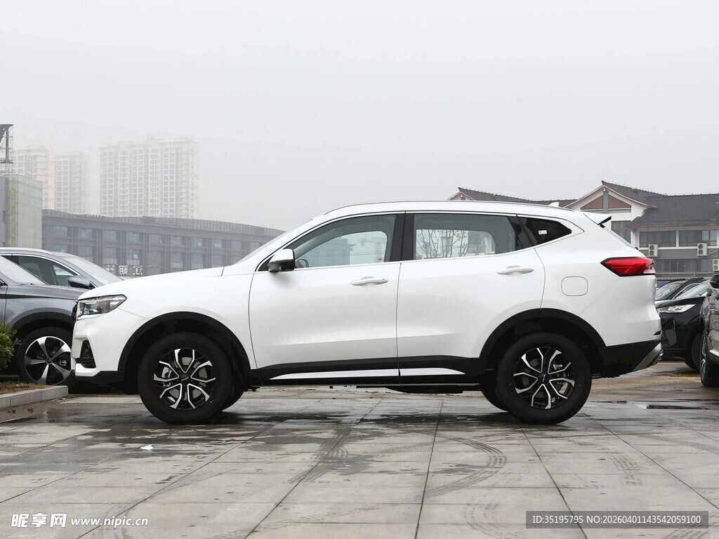 白色SUV停在户外停车场