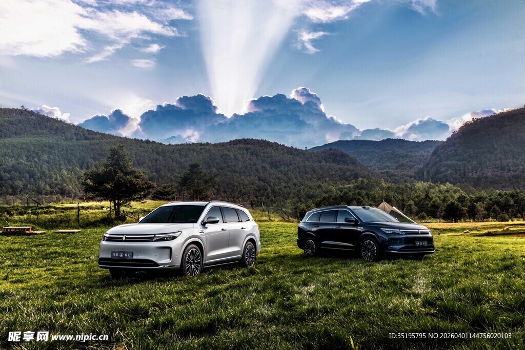 草原上的两辆炫酷汽车