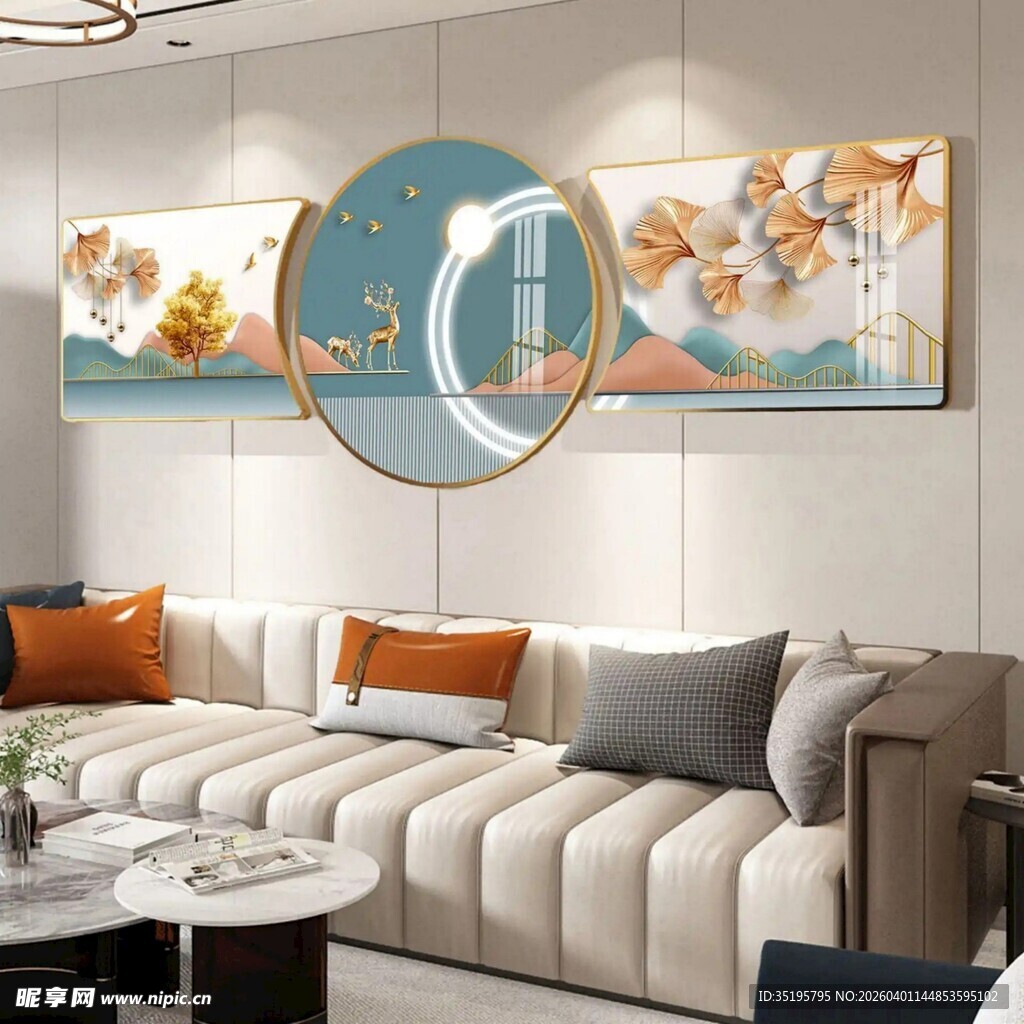 现代简约风客厅装饰画展示