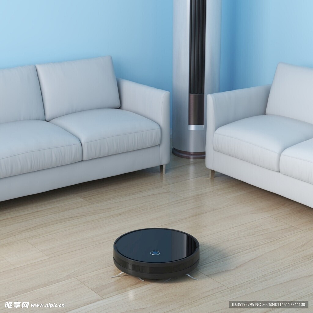 智能扫地机器人清洁客厅
