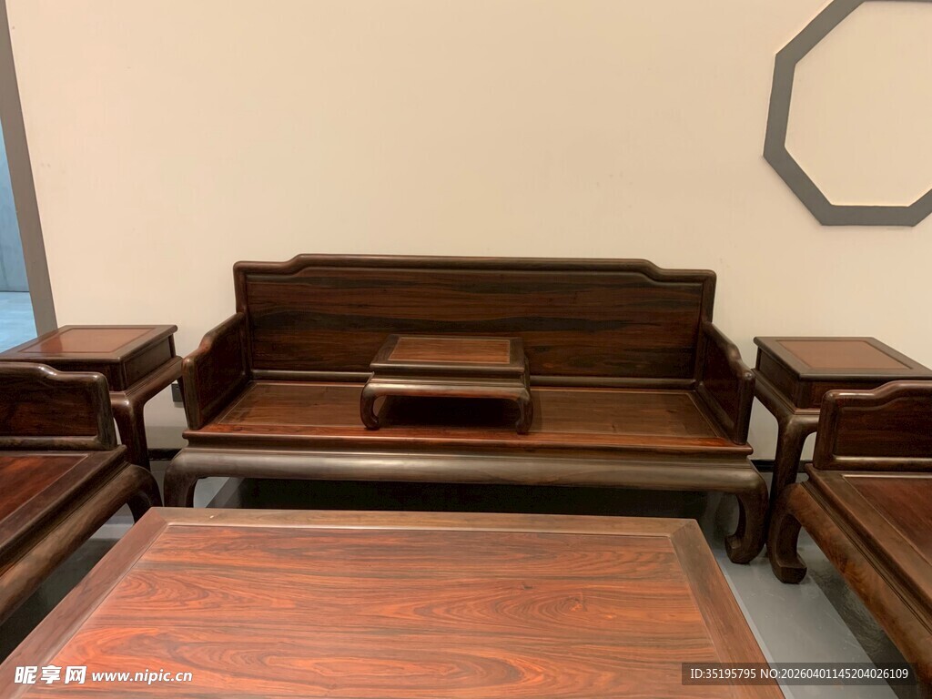 中式古典实木沙发组合