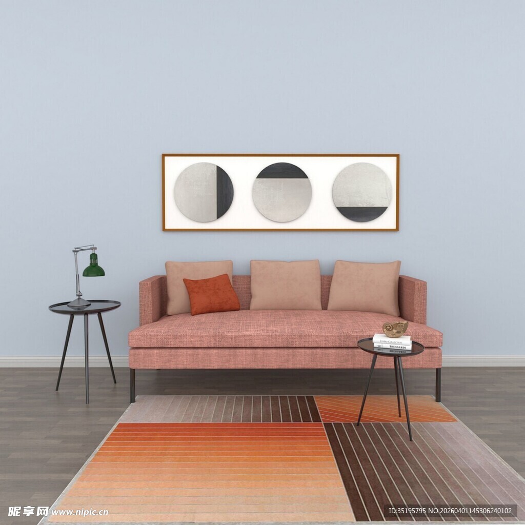 简约客厅沙发装饰画场景