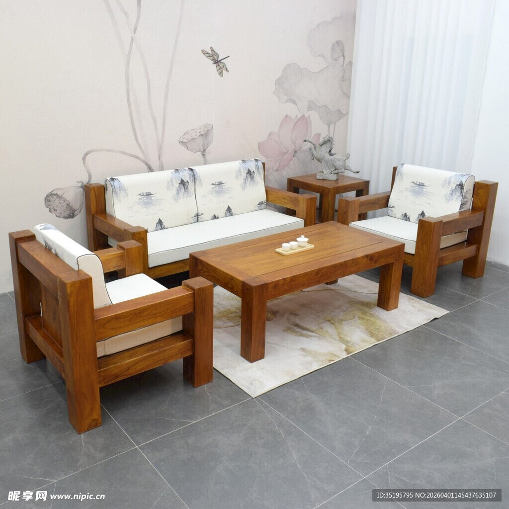 简约木质客厅沙发组合