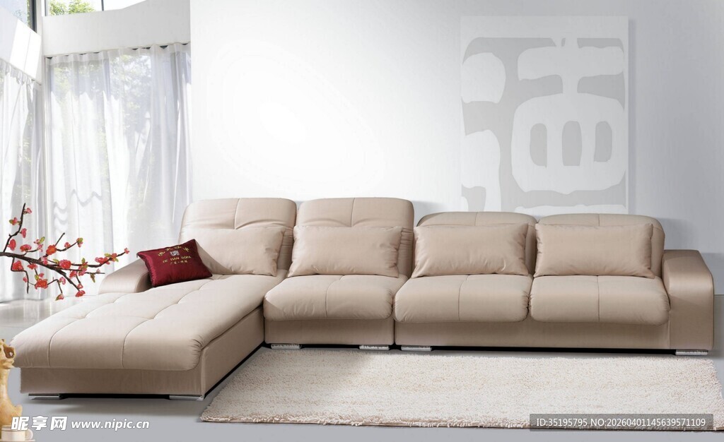 米色转角沙发尽显舒适