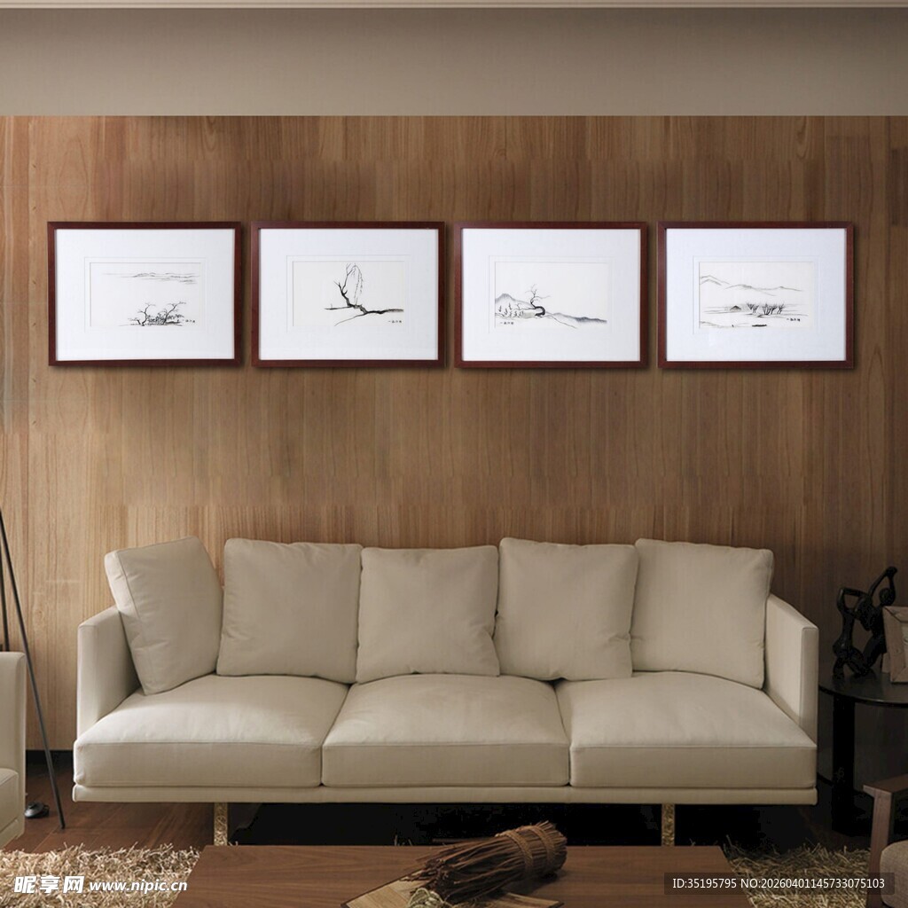 简约客厅沙发与挂画装饰