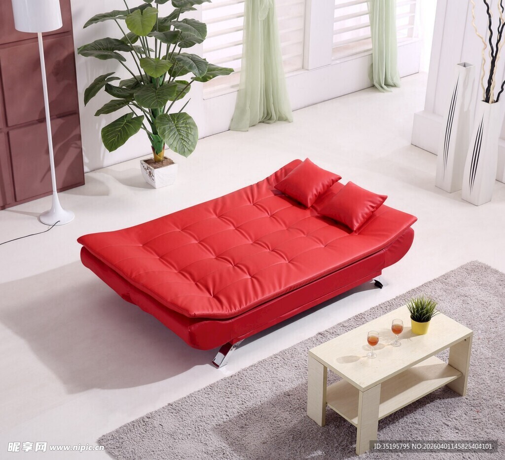 红色折叠沙发床演绎舒适