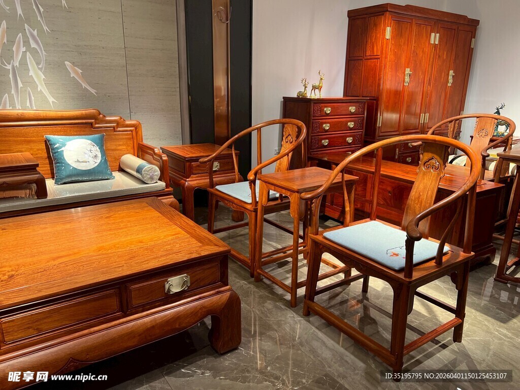 中式古典实木家具组合