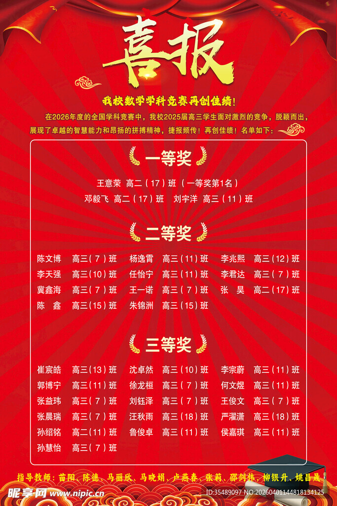 红色大气荣誉表彰喜报