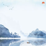 中国风山水背景装饰画素材