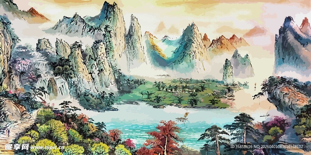 山水画卷领略自然之美