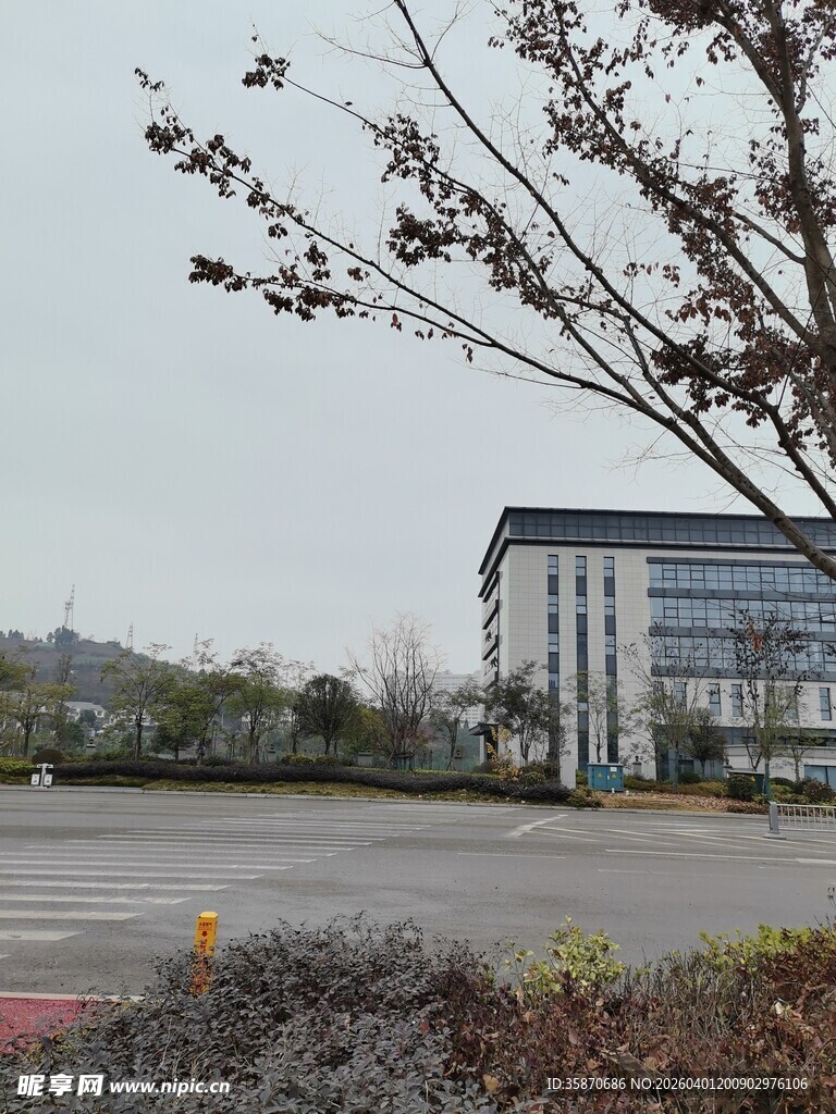 空旷场地旁的现代建筑